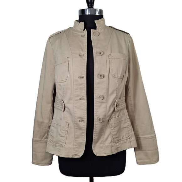 Jessica Sport Y2K Vintage Military Safari Cargo Jacket Blazer Sz 12 Khaki Travel - Picture 3 of 16